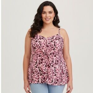 Torrid Peplum Georgette Tie-Front Cami size 5X animal print